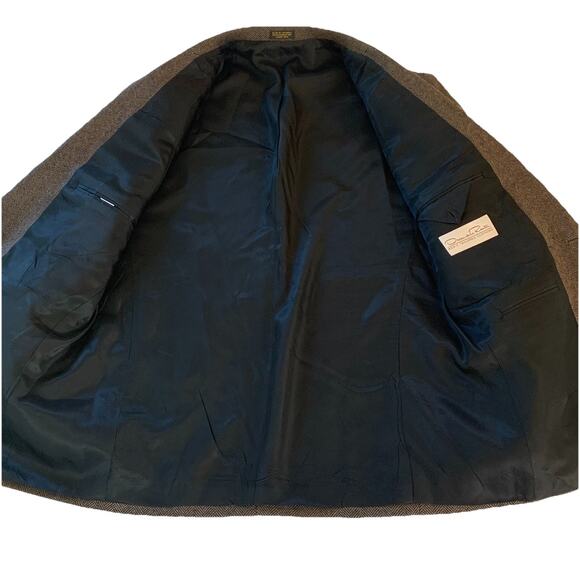 Oscar de la Renta Men’s Brown Herringbone Sport Coat Suit Jacket Blazer Sz 42S - Picture 13 of 13